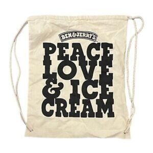 Ben & Jerrys Drawstring Tote Bag Peace Love Ice Cream Sports Backpack Boho Flair